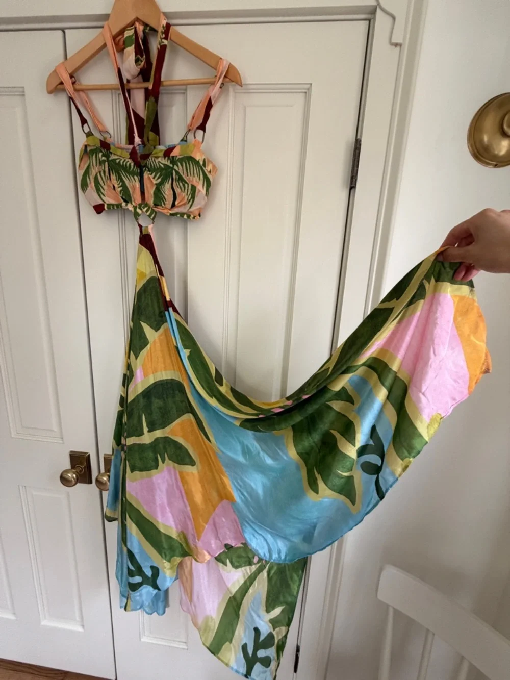 farm rio Multicolor Tropical Painting Cut-Out Buckles Maxi Dress XS - Picture 6 of 10